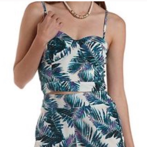 Charlotte Russe Tops - Tropical Print Bustier Crop Top